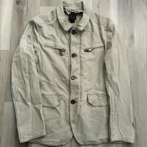 GIMO’S Lightweight Men’s Sz 52 / 42  Light Beige Button Up Travel Jacket ITALY